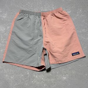Patagonia Baggies Shorts Men Small Pink Gray Harlequin Sunfade 5" Inseam